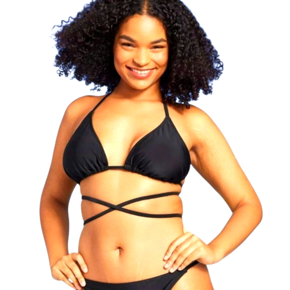 Womens Wild Fable Black Bikini Top w/ Triangle Wrap Size XSmall BNWT